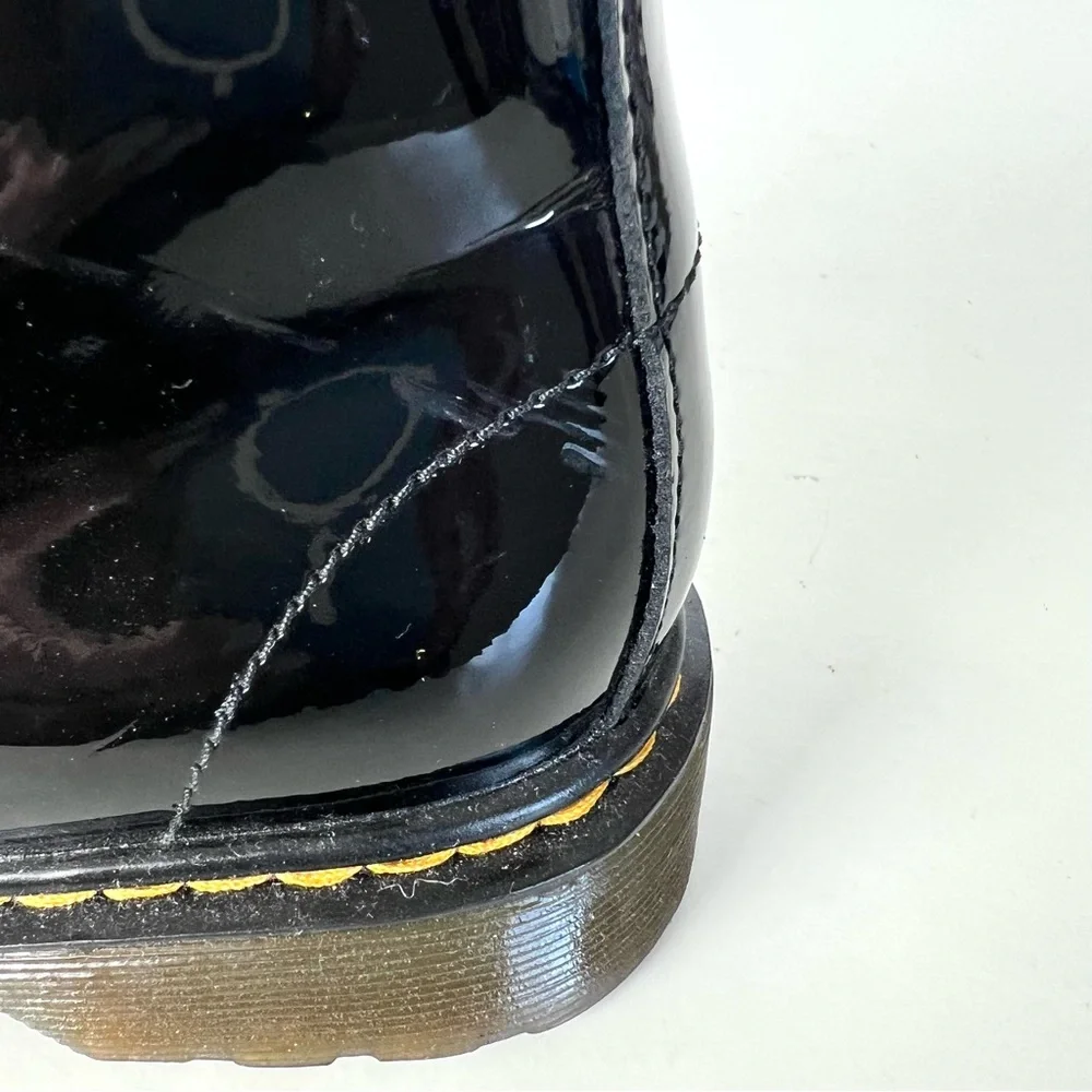 DR. MARTEN Junior 1460 Black Patent Leather Zipper Lace Up Ankle Boots 3 (girls)